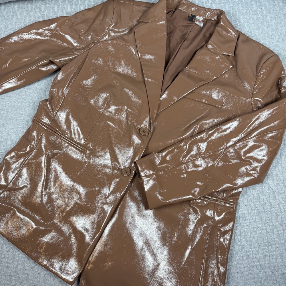 H&M Faux Leather Brown Women's Jacket